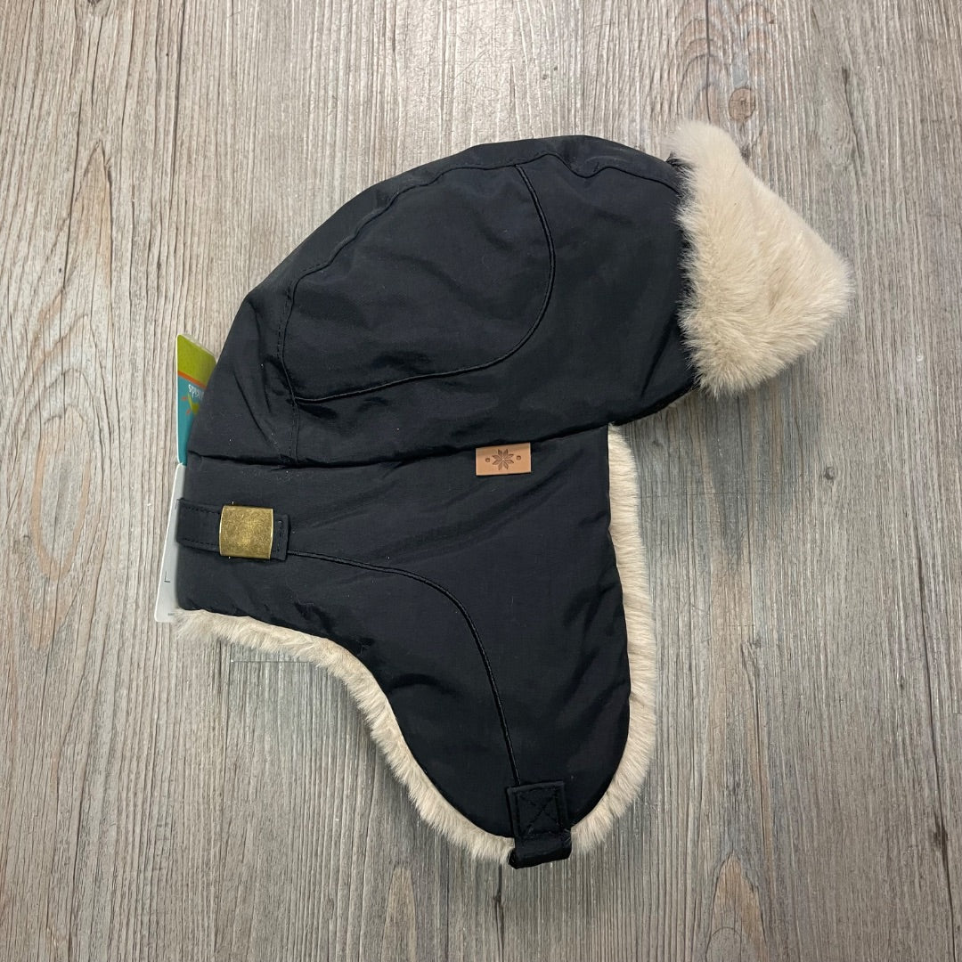 Black CaliKids Water Repellent Faux Fur Hat, 18M-3Y