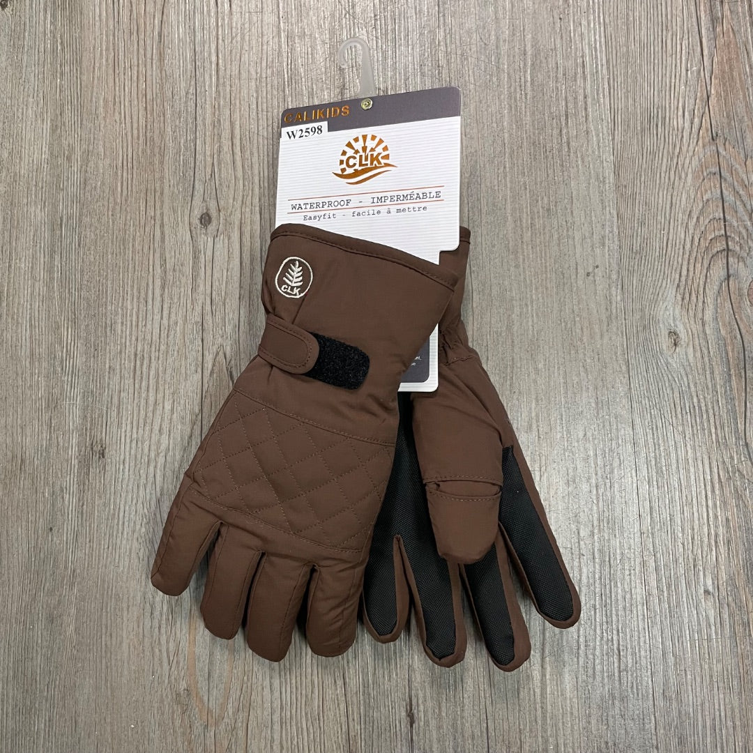 Coffee CaliKids Waterproof Winter Gloves, 4-6Y