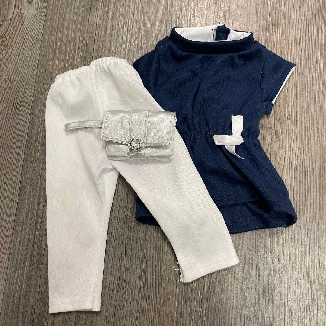Navy White Doll Clothing Set, 18 Inch