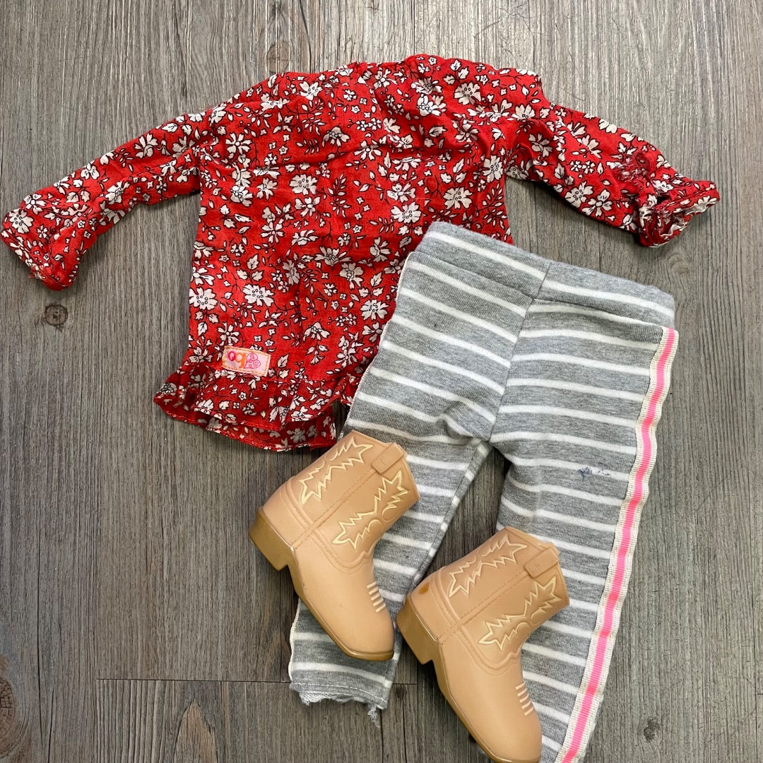 Floral ,Beige,Grey Our Generation Doll Clothing Set, 18 Inch Doll