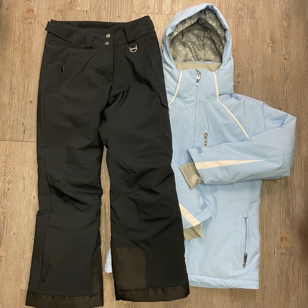 Blue Jacket & Black Sunice 2 Pcs Ski Jacket & Ski Pants, 12Y
