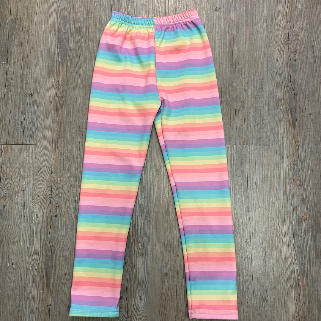 Rainbow Fuzzy Lined Leggings, 8Y