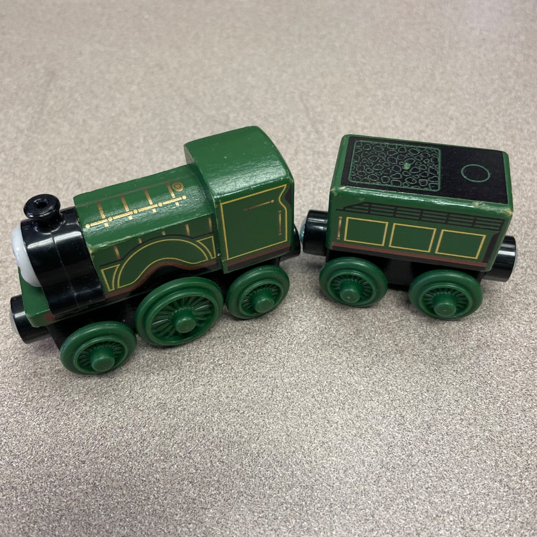 Green Wooden Train Emily, Pre-owned
