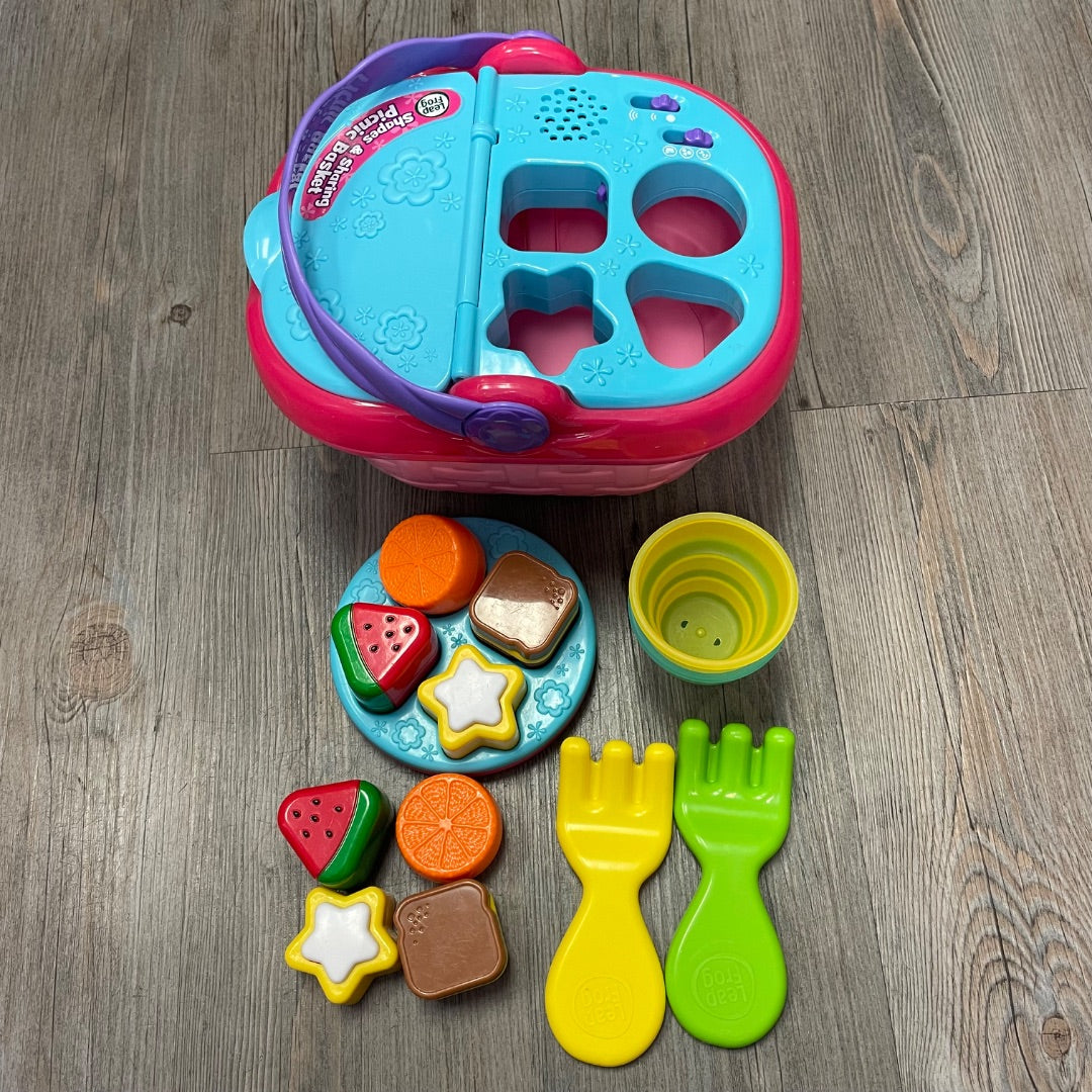 Pink Leap Frog Shapes & Sharing Picnic basket, Pre-owned