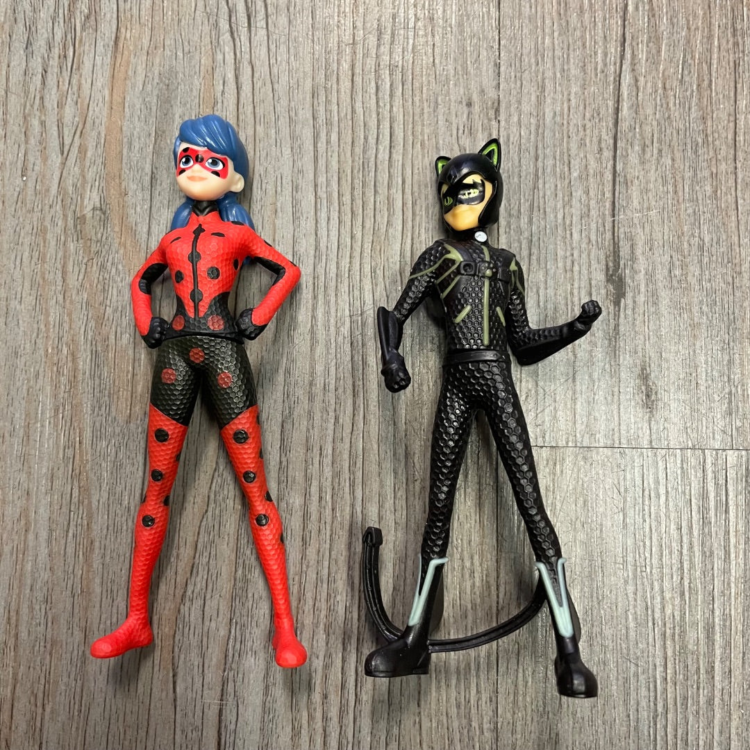 Multi Colour Miraculous Ladybug and Cat Noir, 5 inch