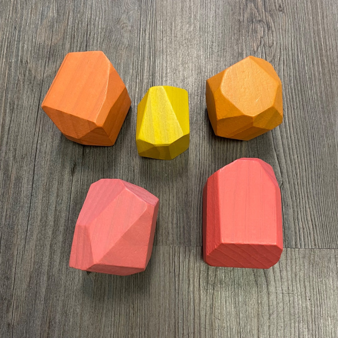 Peach Lovevery Solid Wood Stacking Boulders, 5 Pcs
