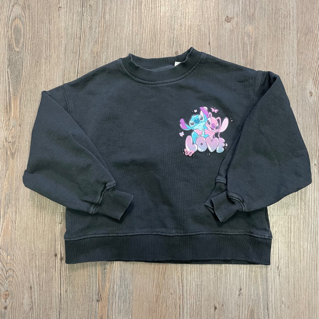 Faded Black Zara Sweatshirt Lilo & Stitch, 8-9Y