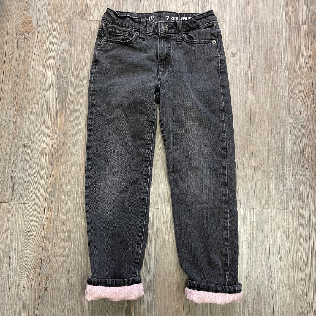 Faded Black Gap Girl Friend Lined Jeans, 7Y