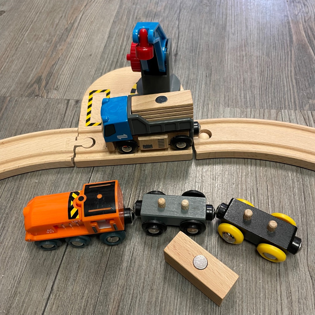 Natural Wood Brio Wooden Train Set, Pre-owned