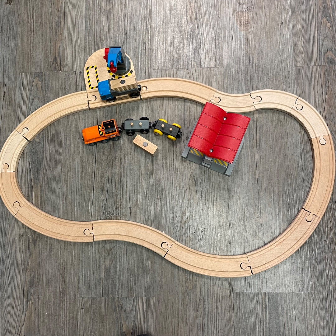 Natural Wood Brio Wooden Train Set, Pre-owned