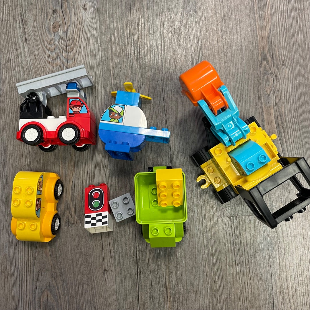 Multi Colour Lego Duplo My First Car Creation + Digger, Pre-owned