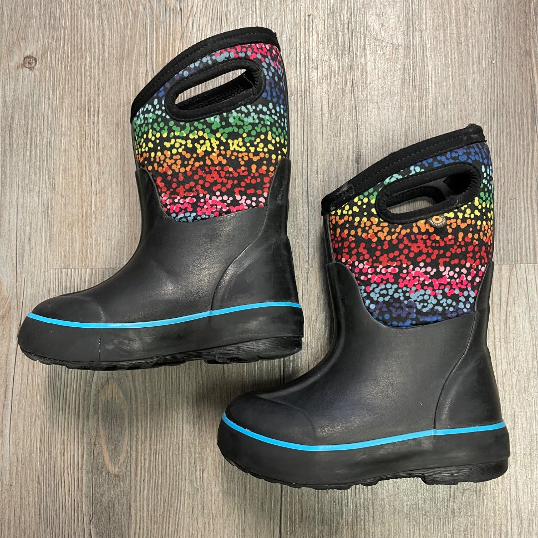 Rainbow Dot Bogs Winter Boots, 9T