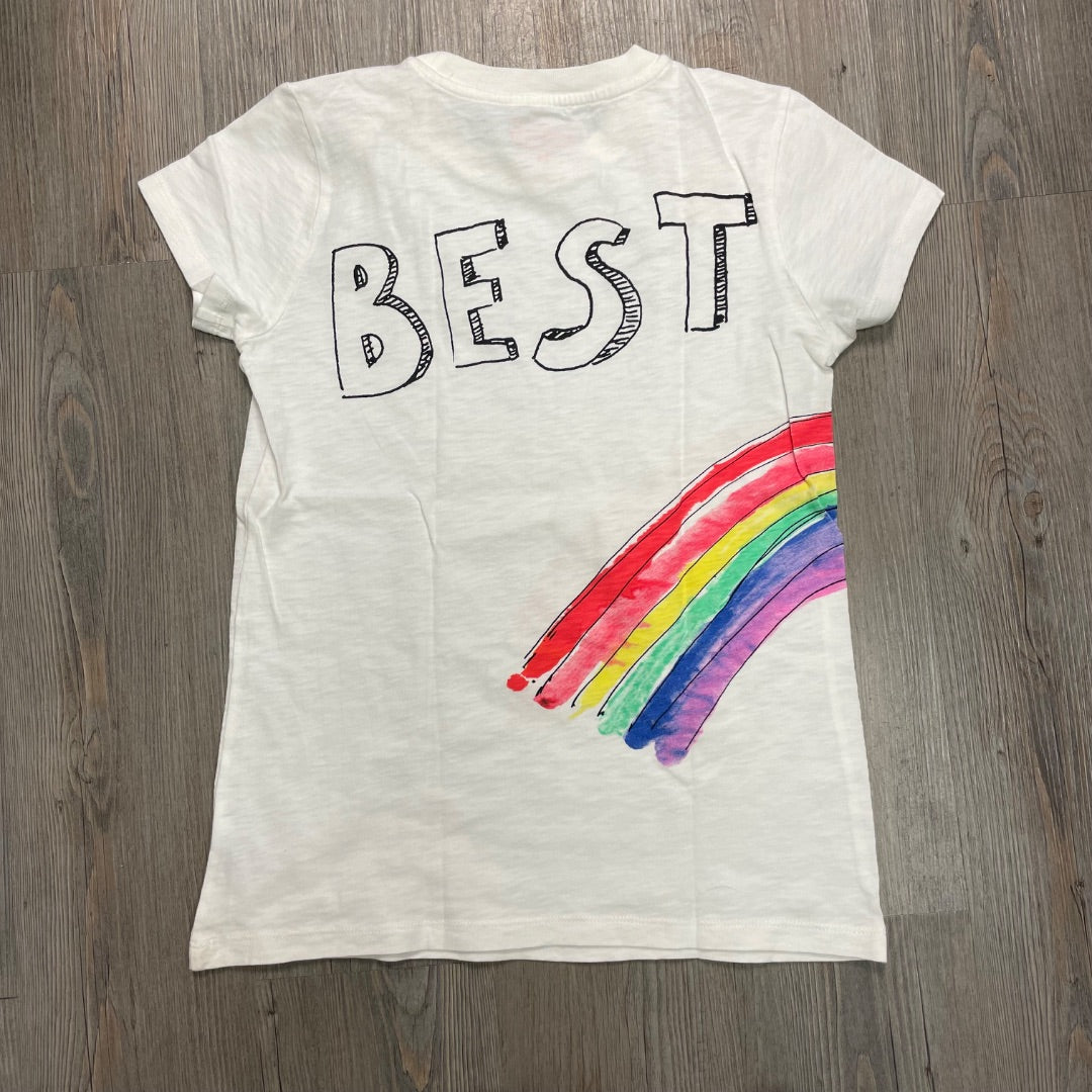 White Rainbow Print Sequin Tee 14Y