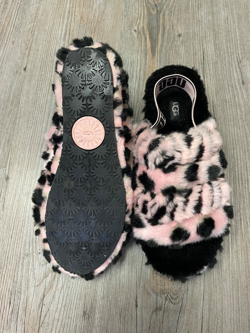 Leopard Pink UGG Indoor Slippers, 8Y Women