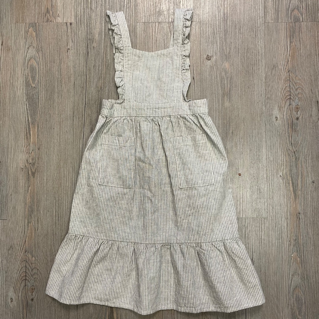 Micro Stripe Rylee+ Cru Ruffle Pinafore Dress, 4-5Y