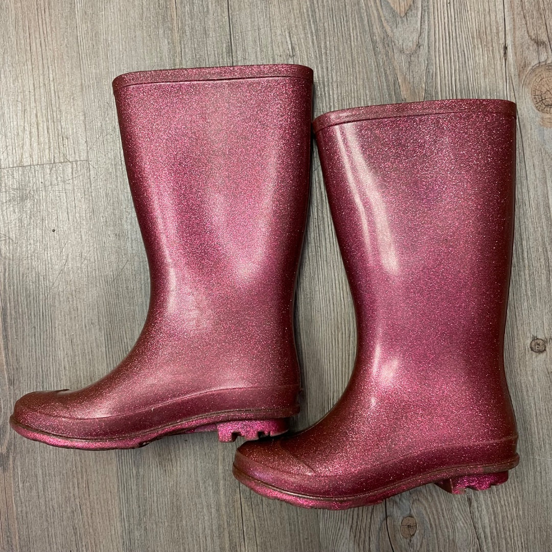 Glitter Pink Rain Boots, 12Y
