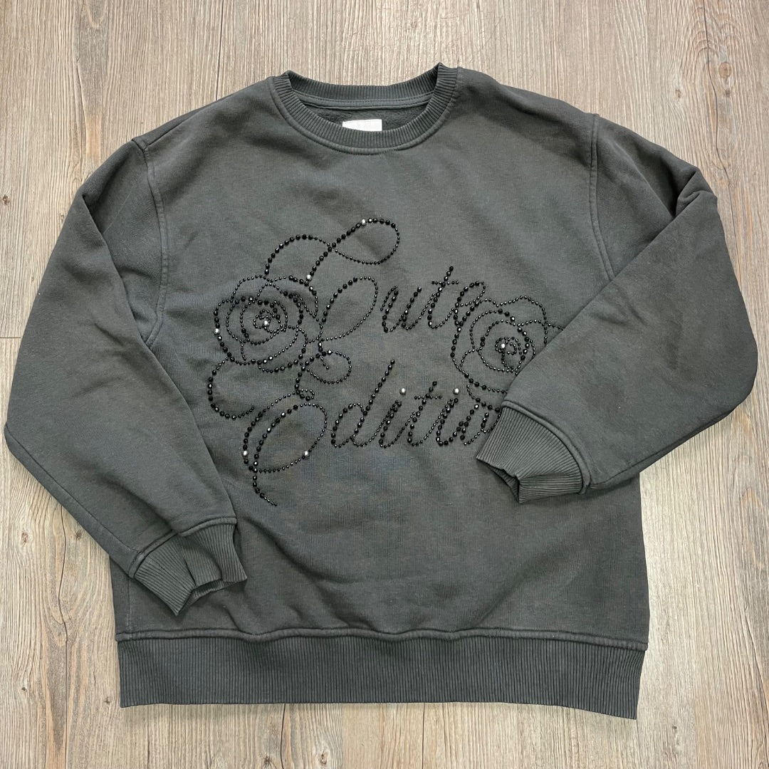 Charcoal Zara Beaded Pullover Sweatshirt, 11-12Y