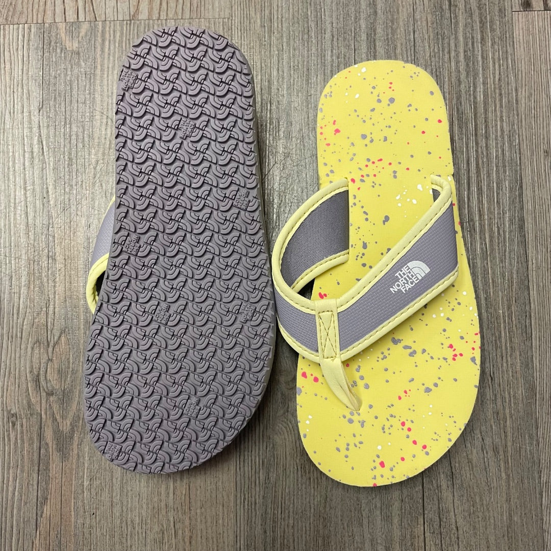 Yellow North Face Flip Flop, 12Y