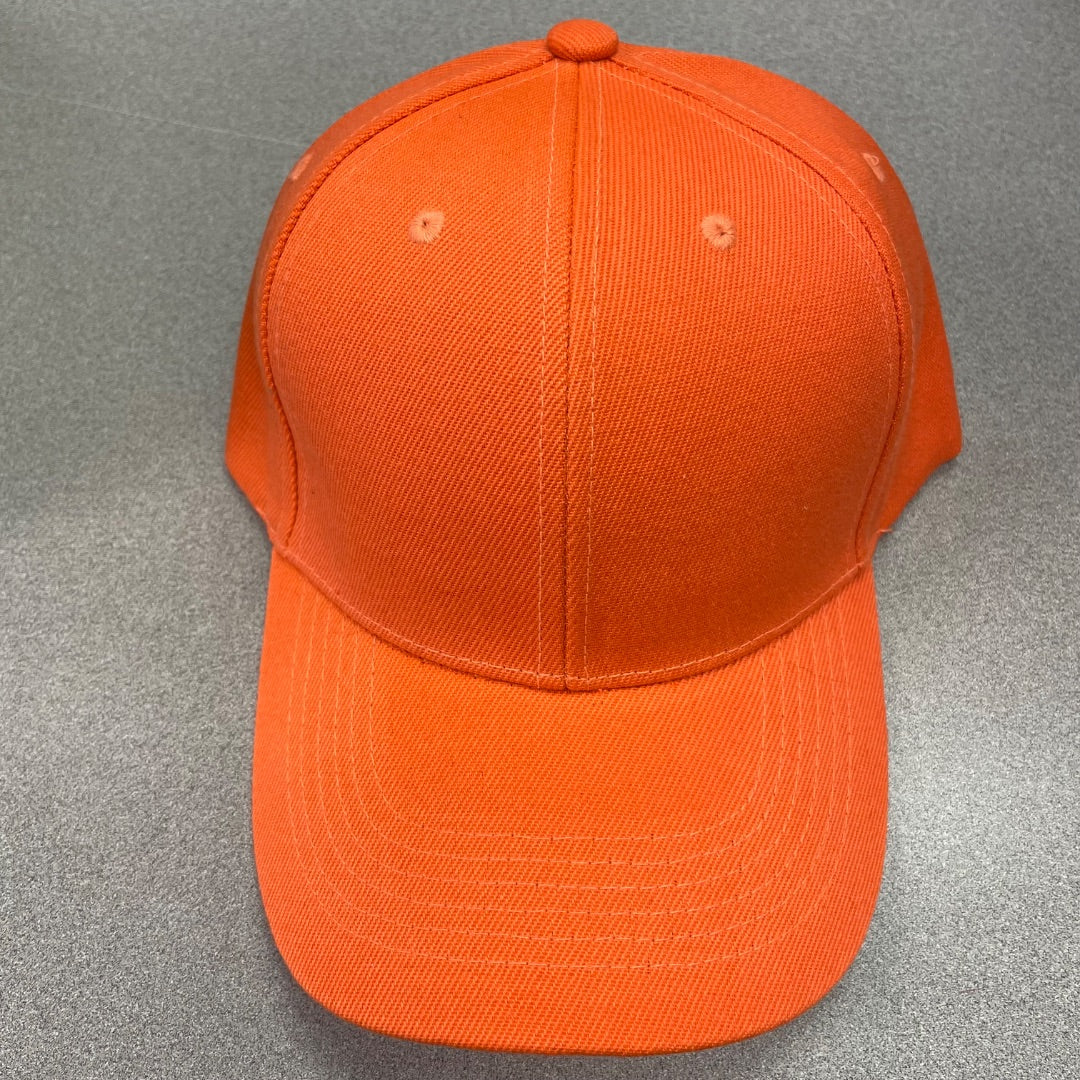 Orange Baseball Cap Velcro Strap, One Size