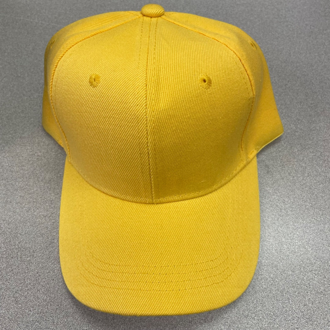 Yellow Baseball Cap Velcro Strap, One Size
