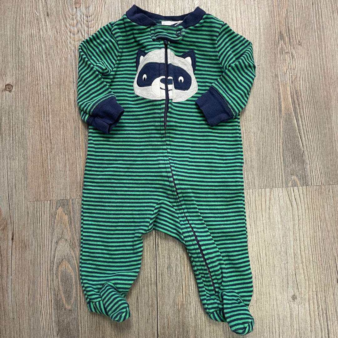 Green Stripe Carters PJ Onesie, 3-6M