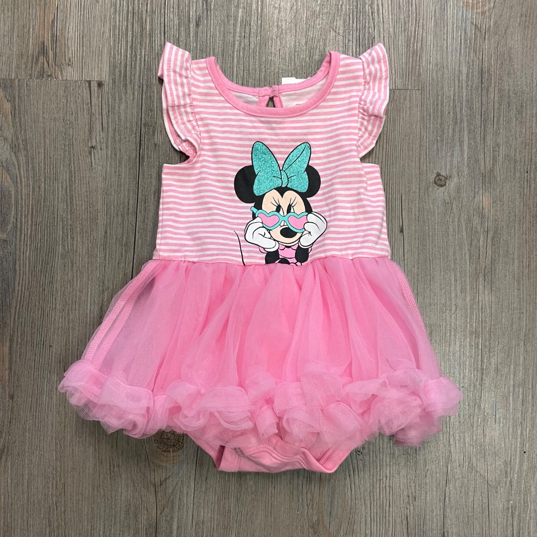 Pink Disney Minnie Body Suit Summer Dress, 3-6M