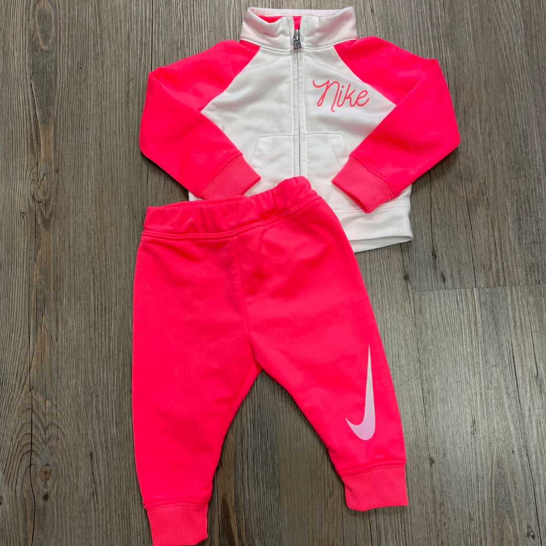 Pink White Nike 2PC Track Set, 6M