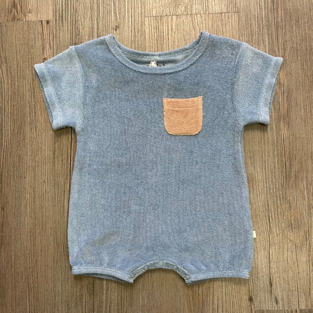 Dusty Blue Wilson & Frenchy Organic Terry Growsuit, 0-3M