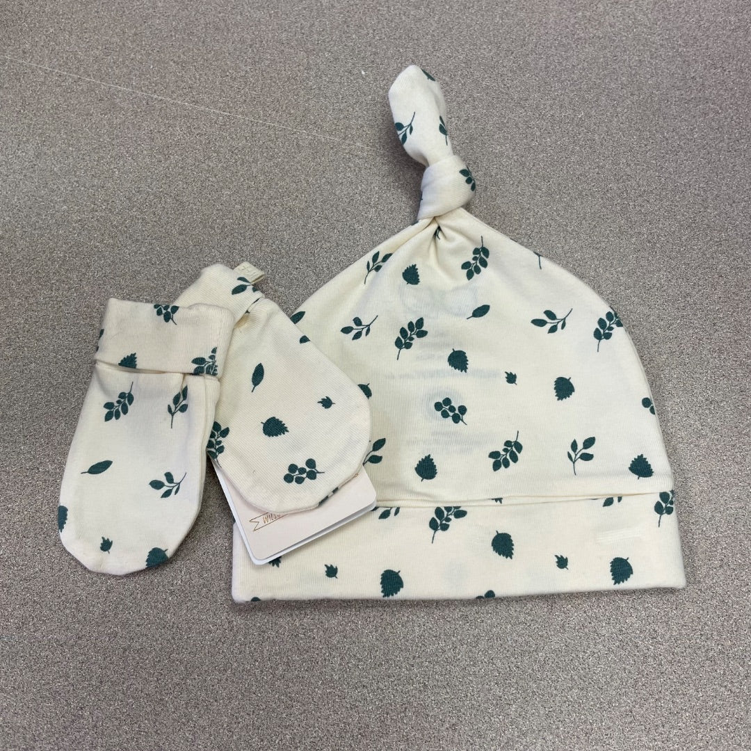 Twilight Leaf Wilson & Frenchy Organic Baby Mittens + Knot Hat, One Size
