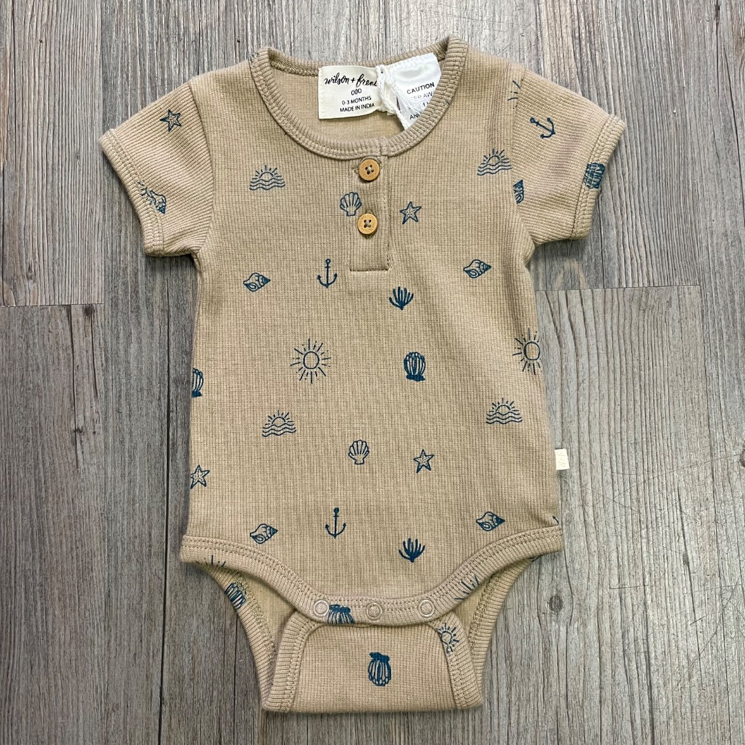 Summer Days Wilson & Frenchy Organic Henley Bodysuit, 0-3M