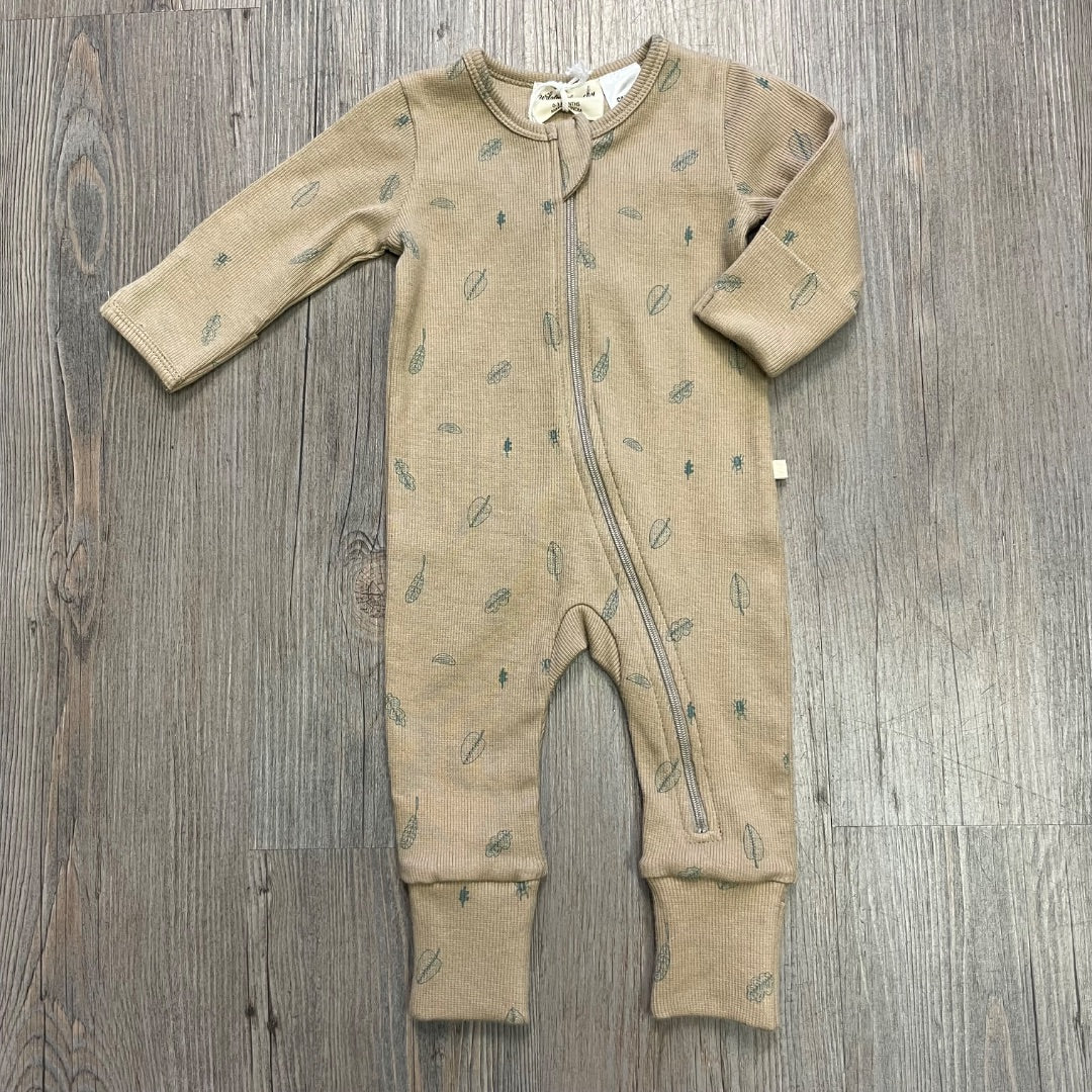 Jungle Leaf Wilson & Frenchy Organic Zipsuit With Feet, 0-3M