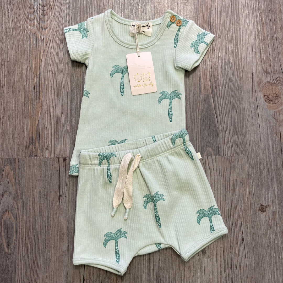 Palm Tree Wilson & Frenchy Organic Rib Tee + Short, 0-3M