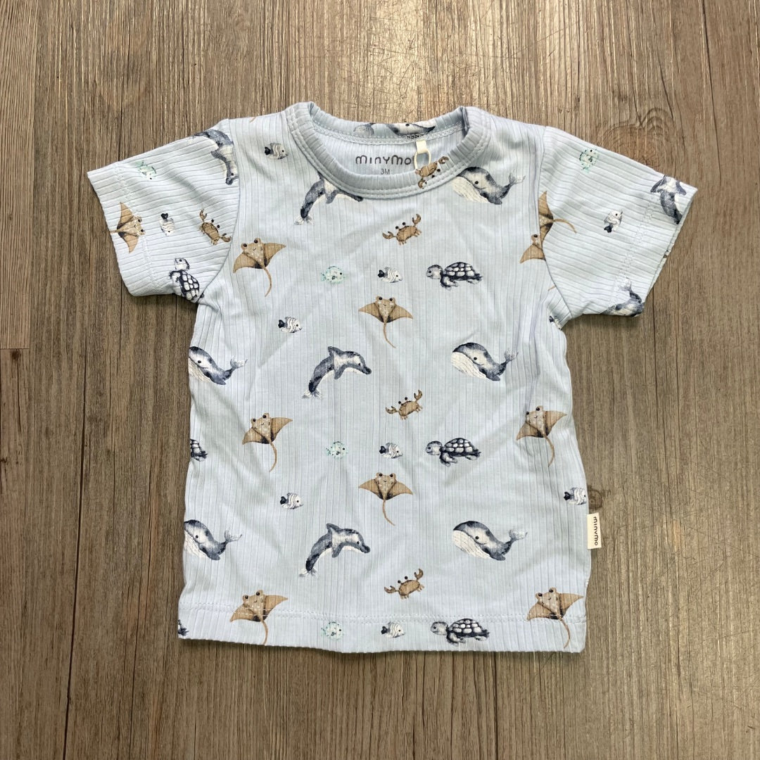 Sea Animals Print Minymo T-Shirt, 3M