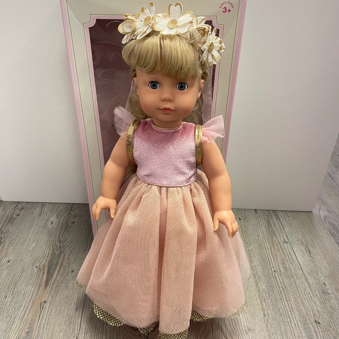 Gold Pink Dress Pottery Barn Lilliana Doll, Pre-owned