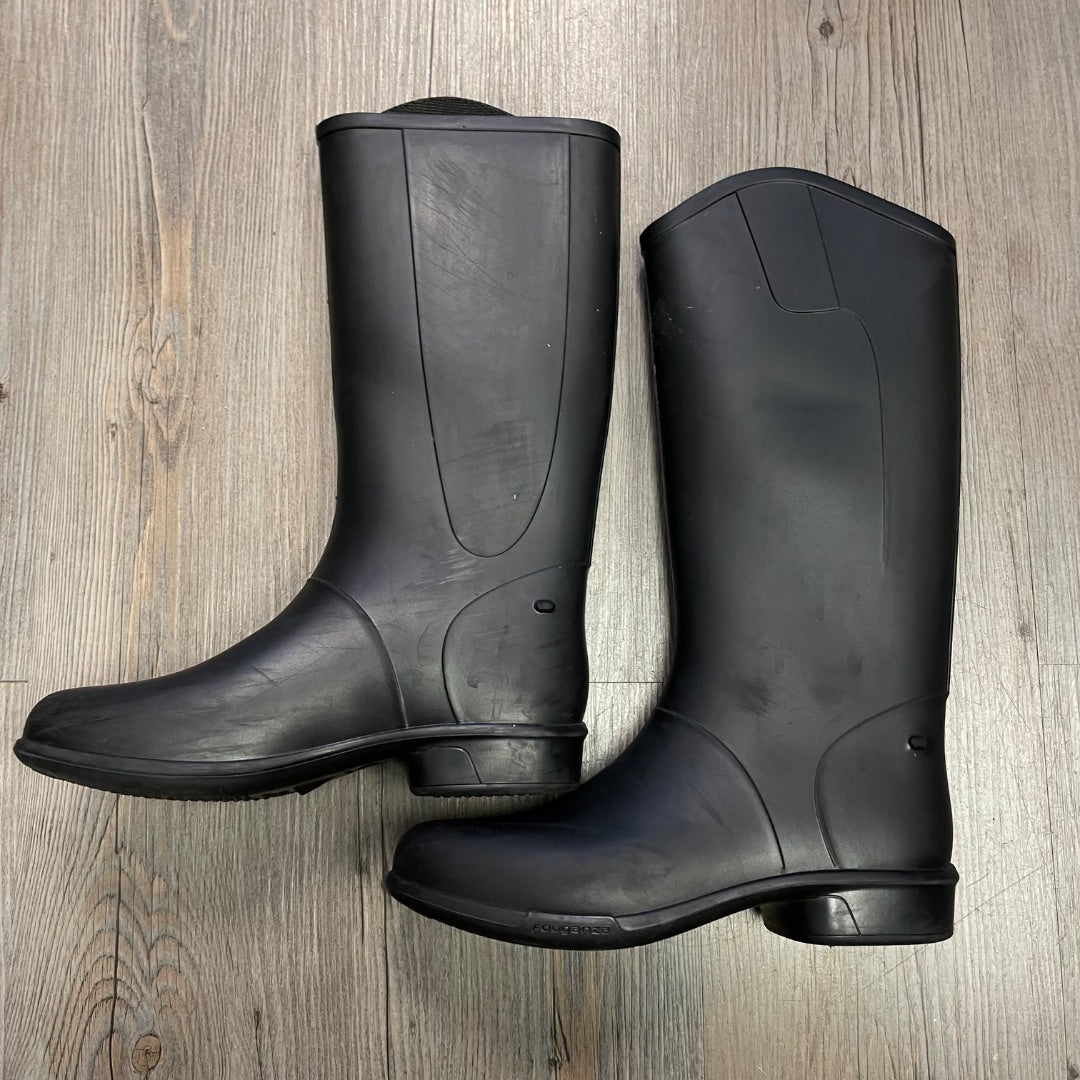Black Fouganza Horse Riding Rubber Boots, 2Y