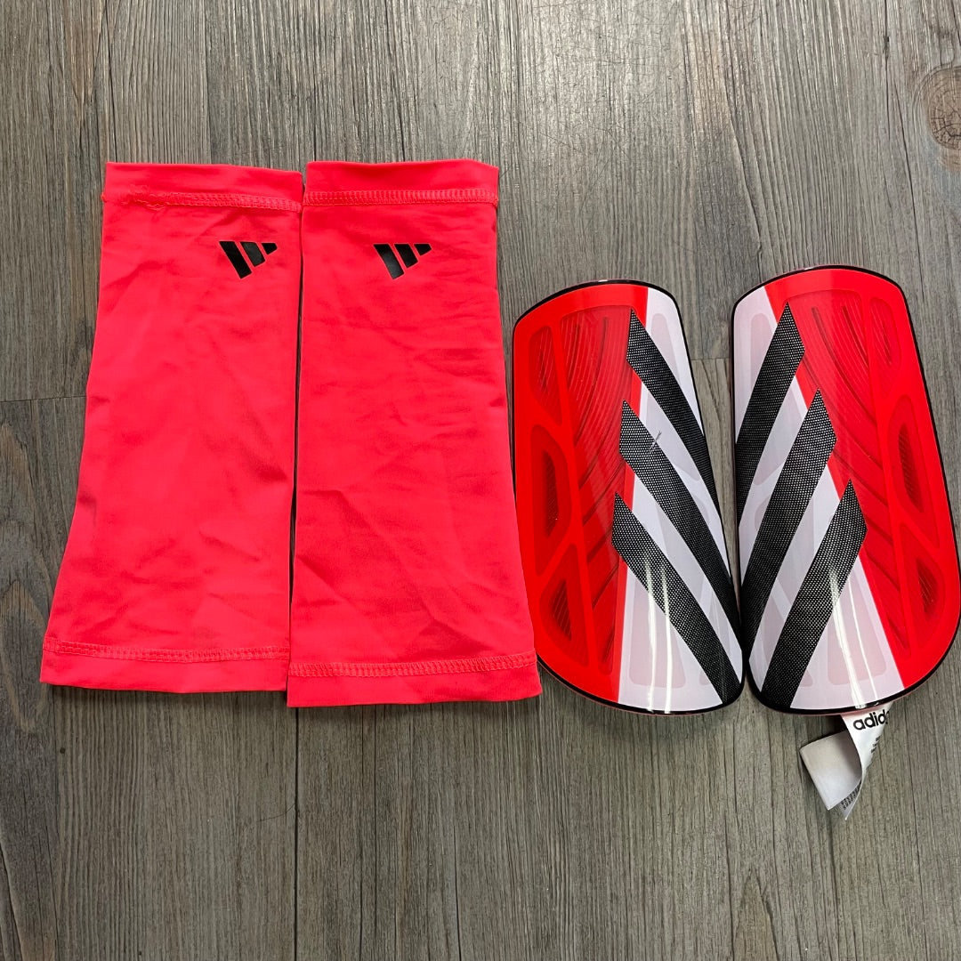 Neon,Black White Adidas Shin Guards, Large