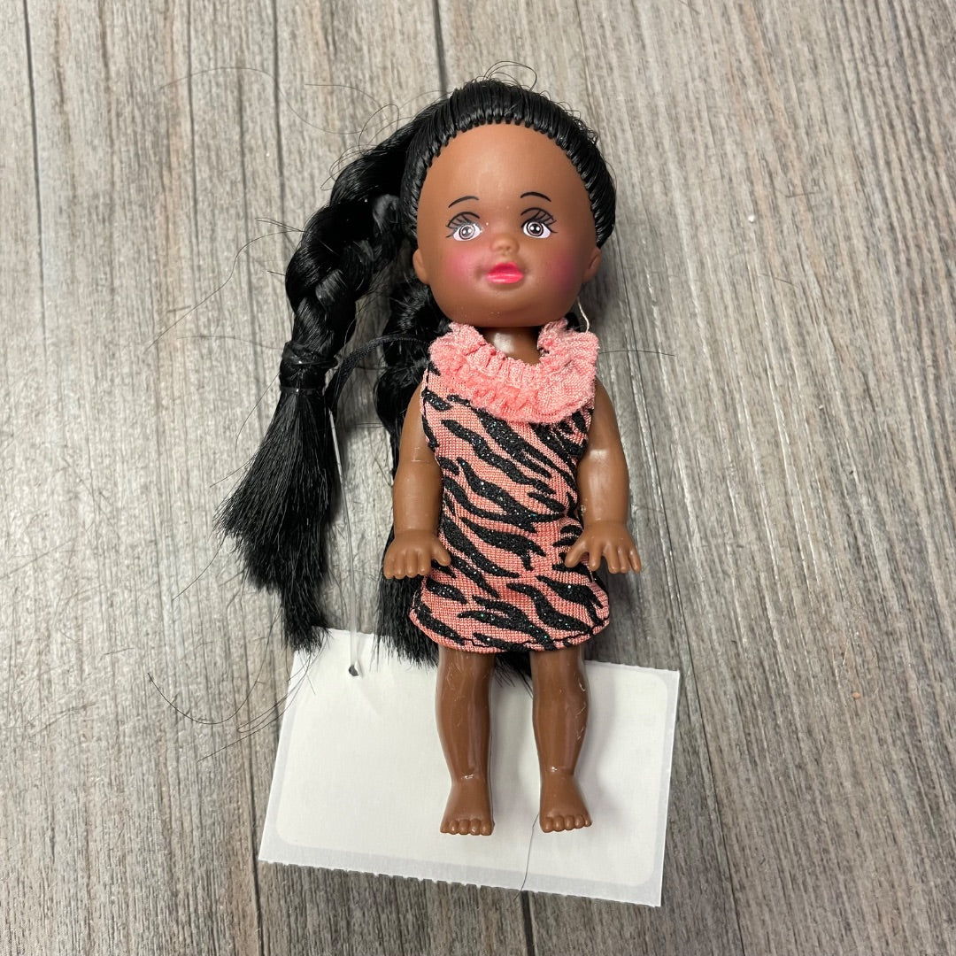Multi Colour Mattel Kelly Doll with Black Braids, 4 inch