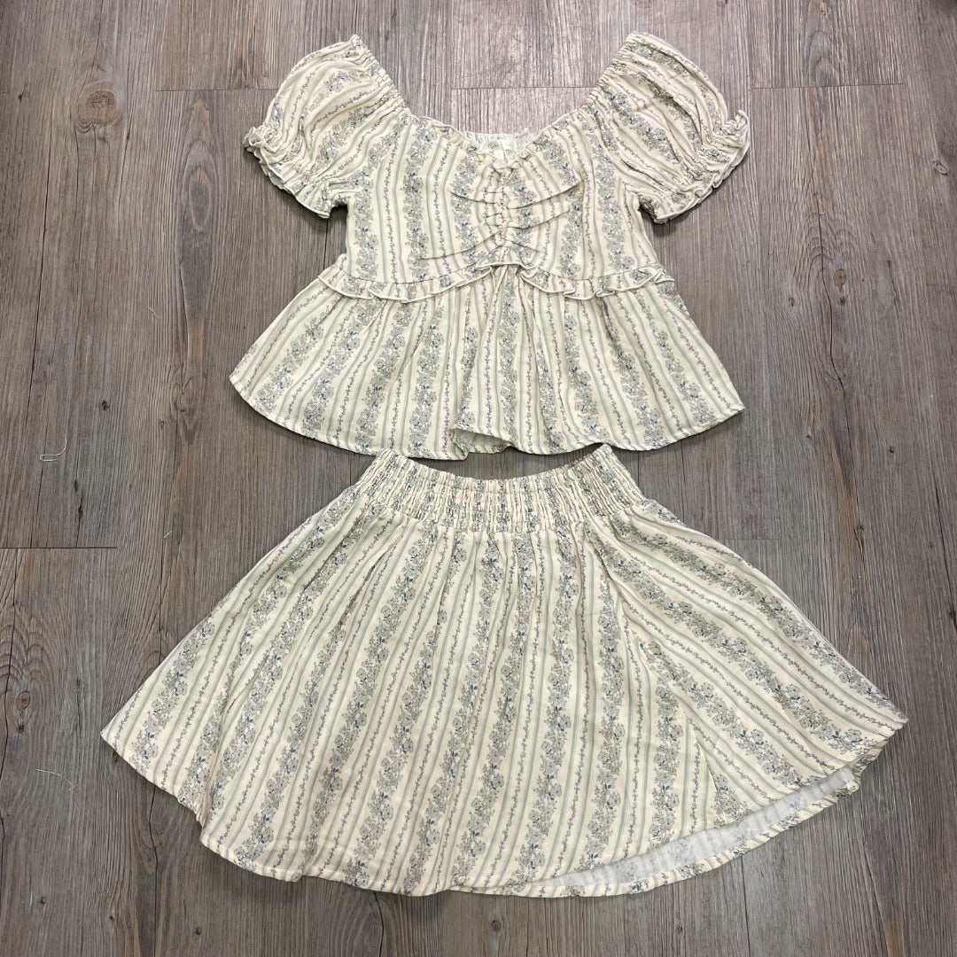 Blue Floral Rylee + Cru Jubilee Top+Smocked V Mini Skirt, 12Y
