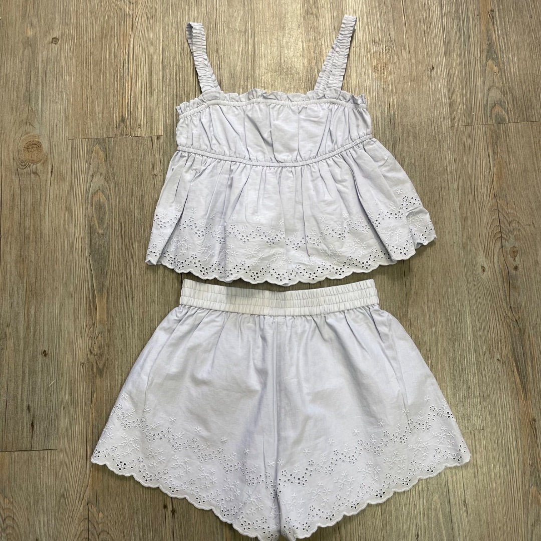 Periwinkle Rylee + Cru EyeletTank Blouse+Remi Shorts, 12Y