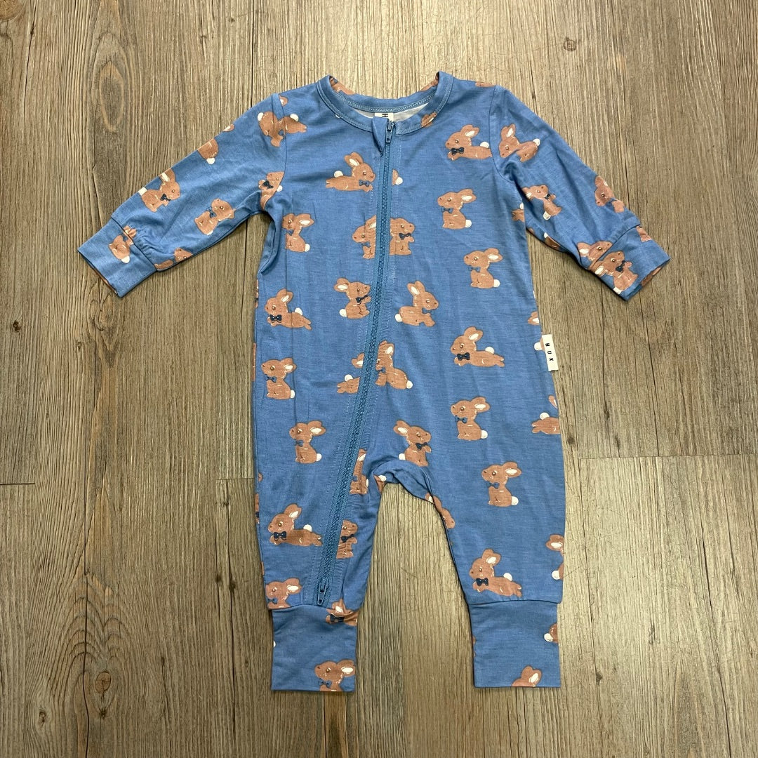 Vintage Blue Bunny Hux Baby Bunny Zip Romper, 3-6M