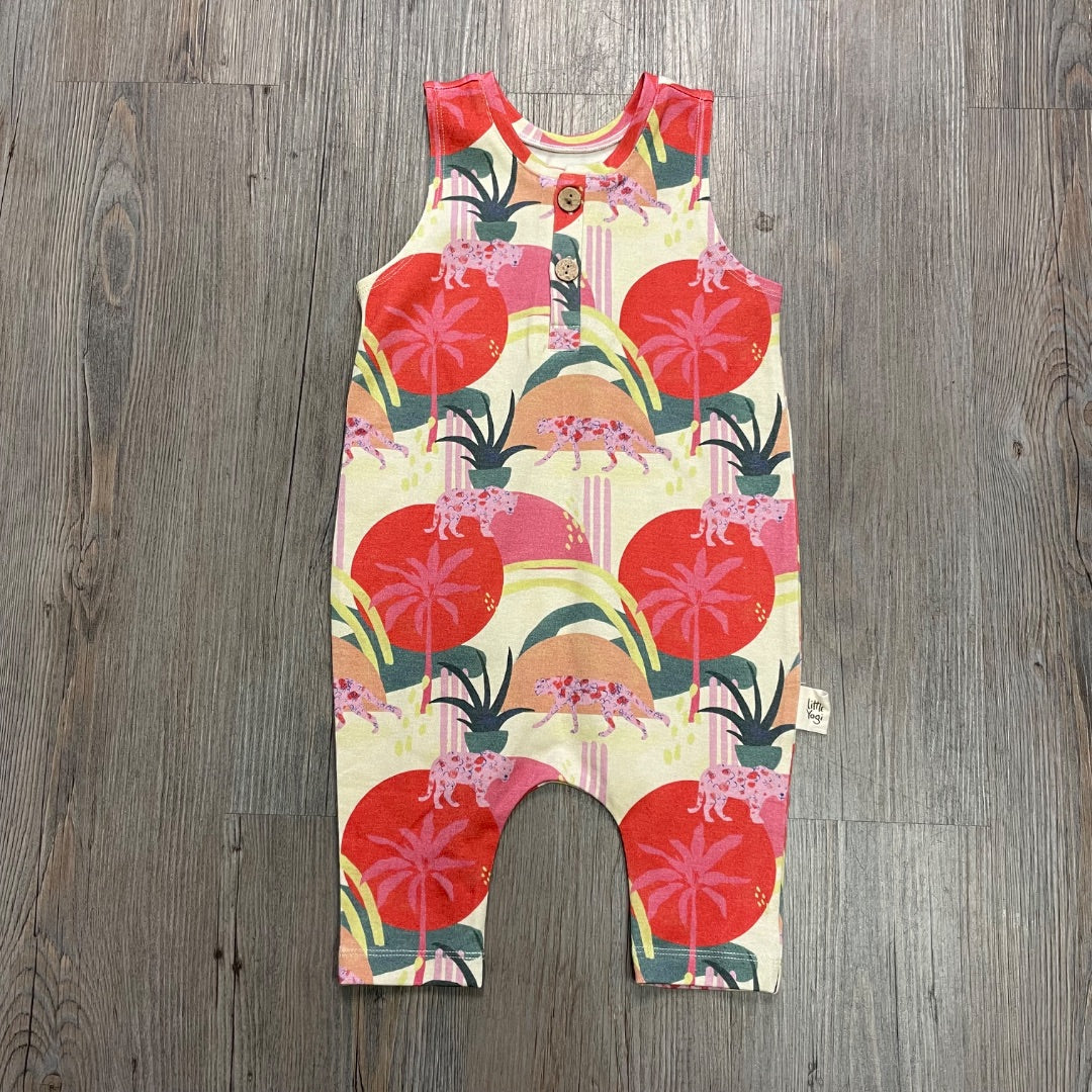 Retro Jungle Little Yogi Sleeveless Romper Dress, 12-18M