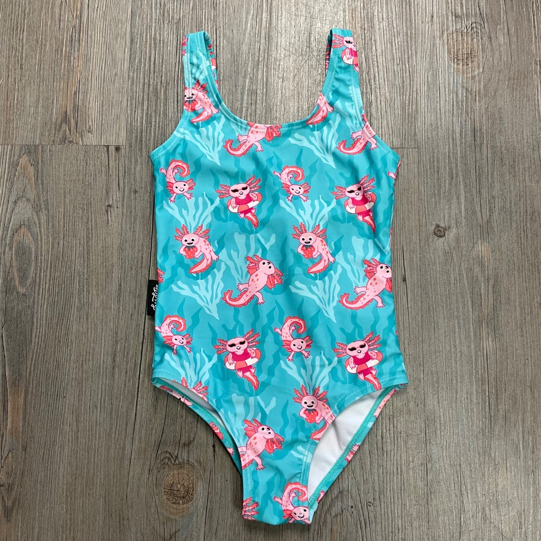 Lagoona Blue Headster Axolotl Dip Swimsuit, 4Y