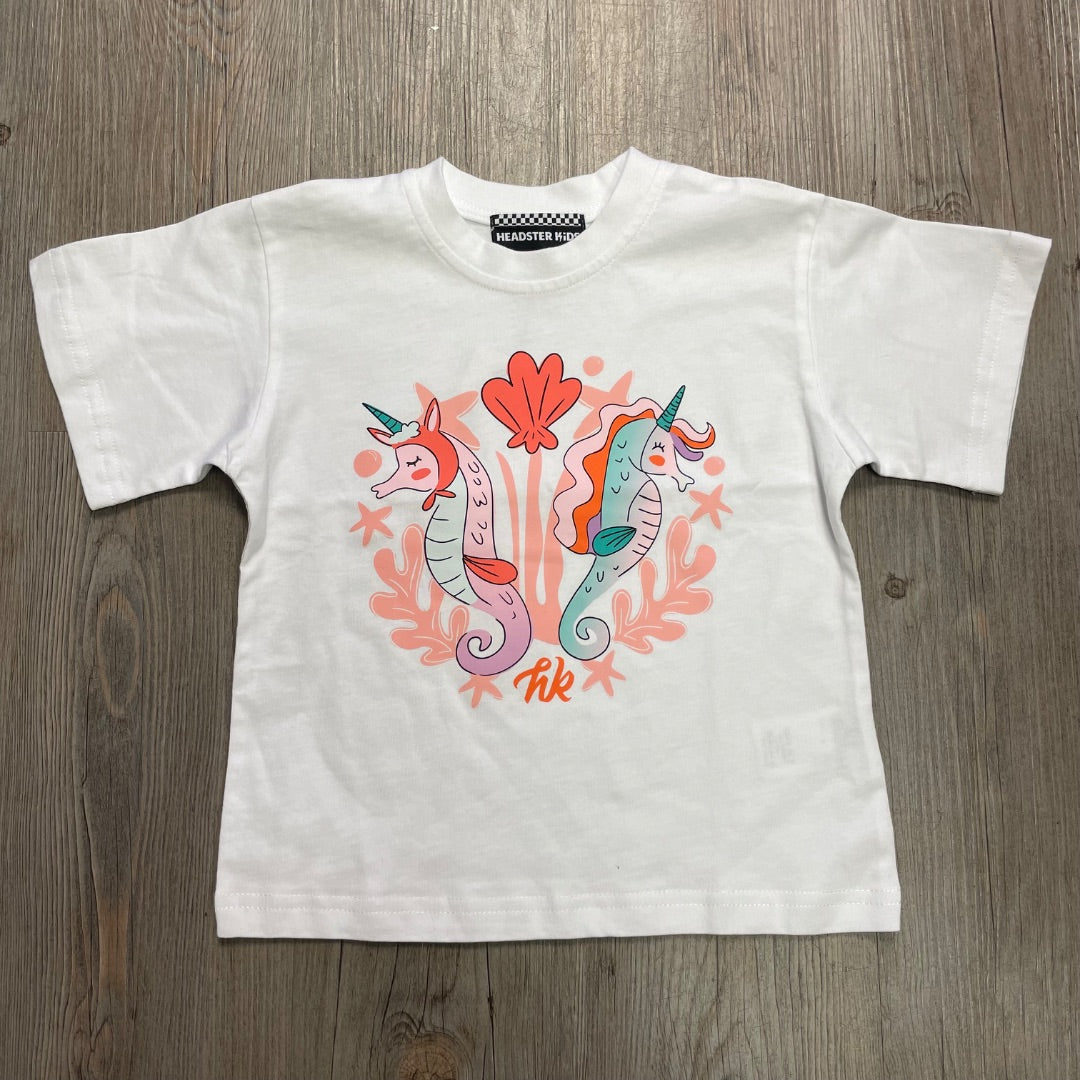 White Headster Seahorse Dreams T-Shirt, 4Y