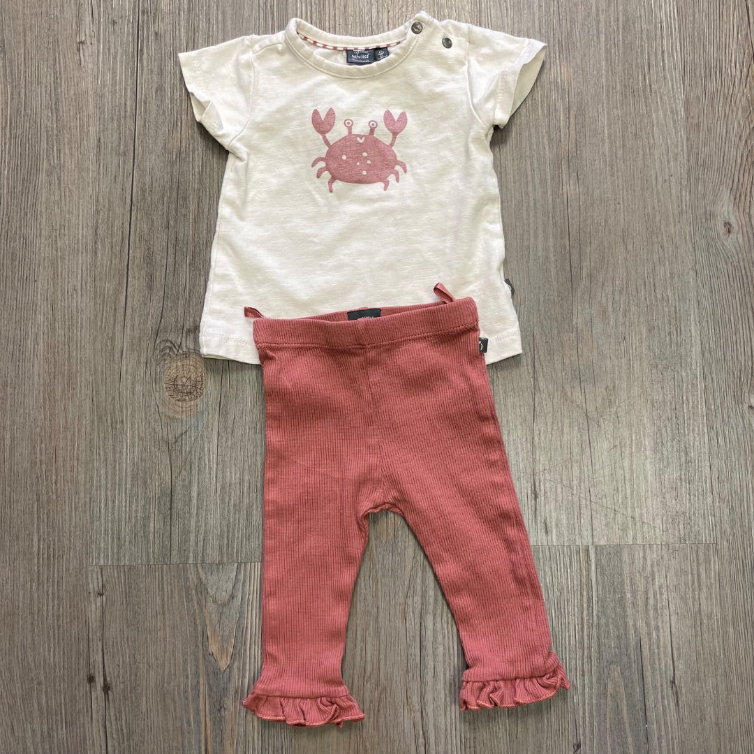 Beige,Dustyrose Baby face 2PC Clothing Set, 3M