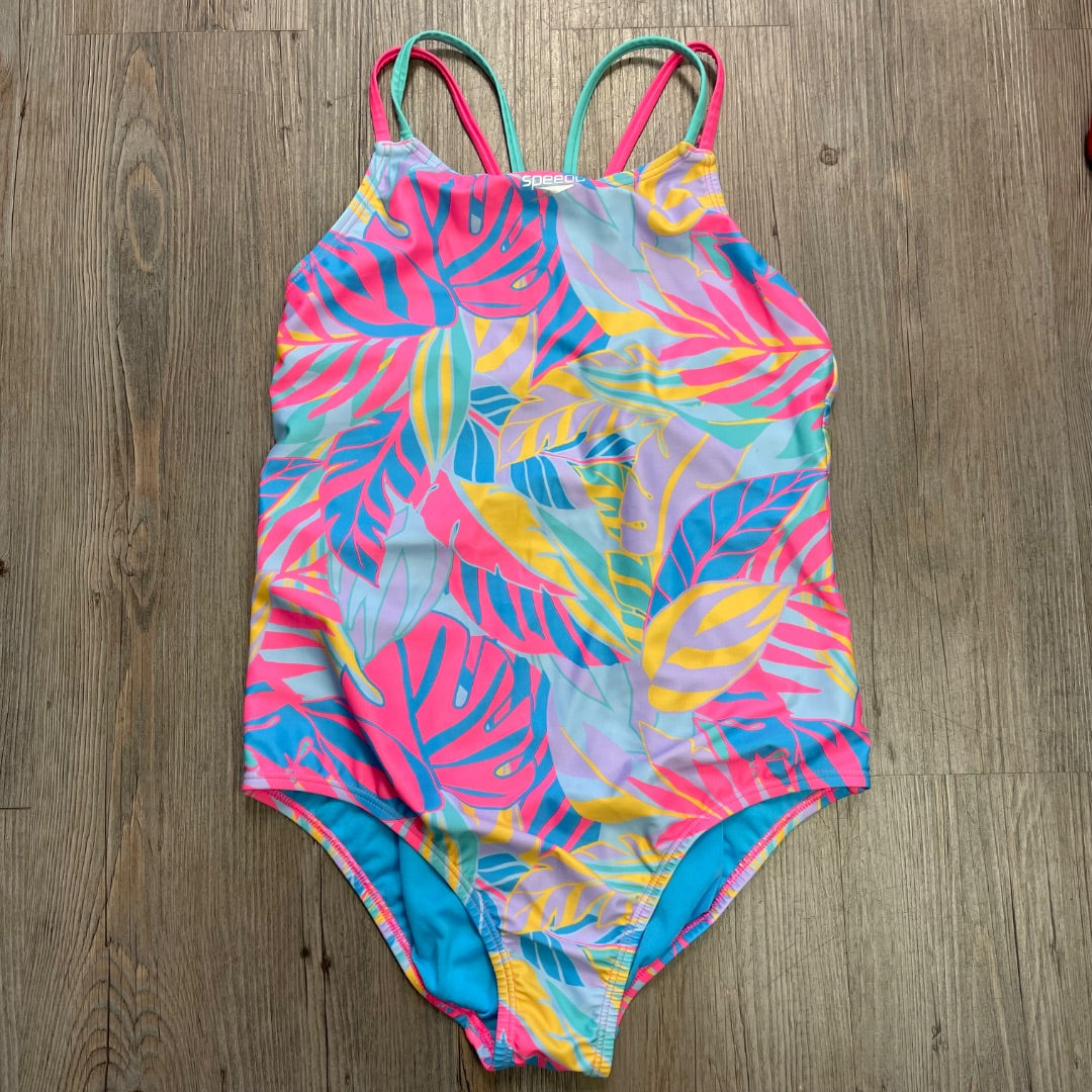 Floral Speedo Bathing Suit Onepiece, 14Y