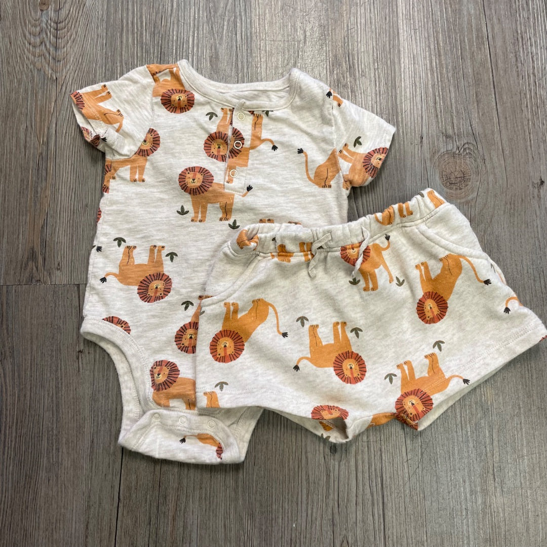 Lion Print Old Navy 2PC Clothing Set, 18-24M