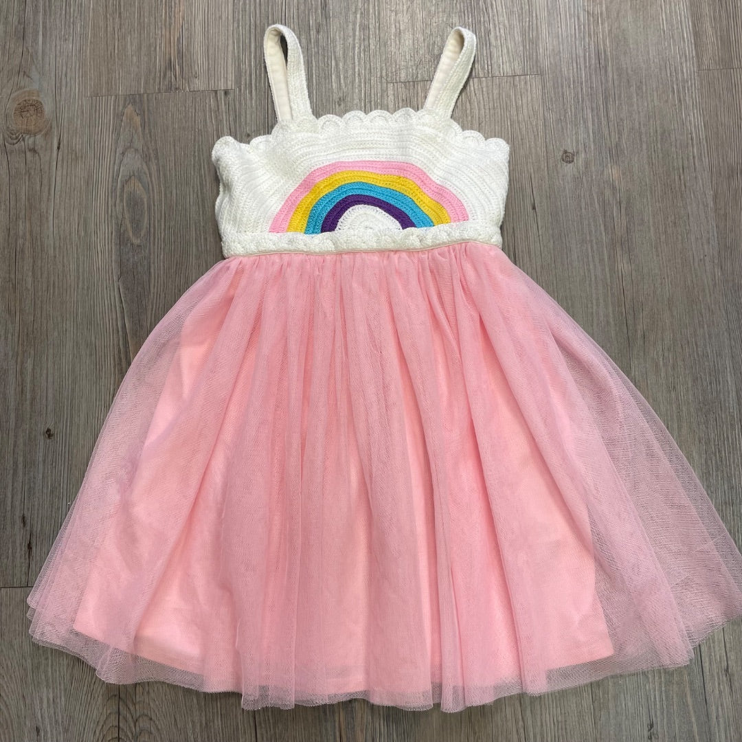 Multi Colour Zunie Knit Rainbow Dress, 6Y