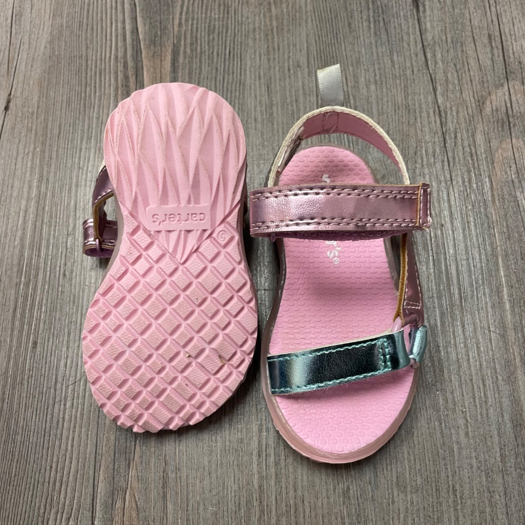 Pink Blue Carters Velcro Lights Up Sandals, 5T