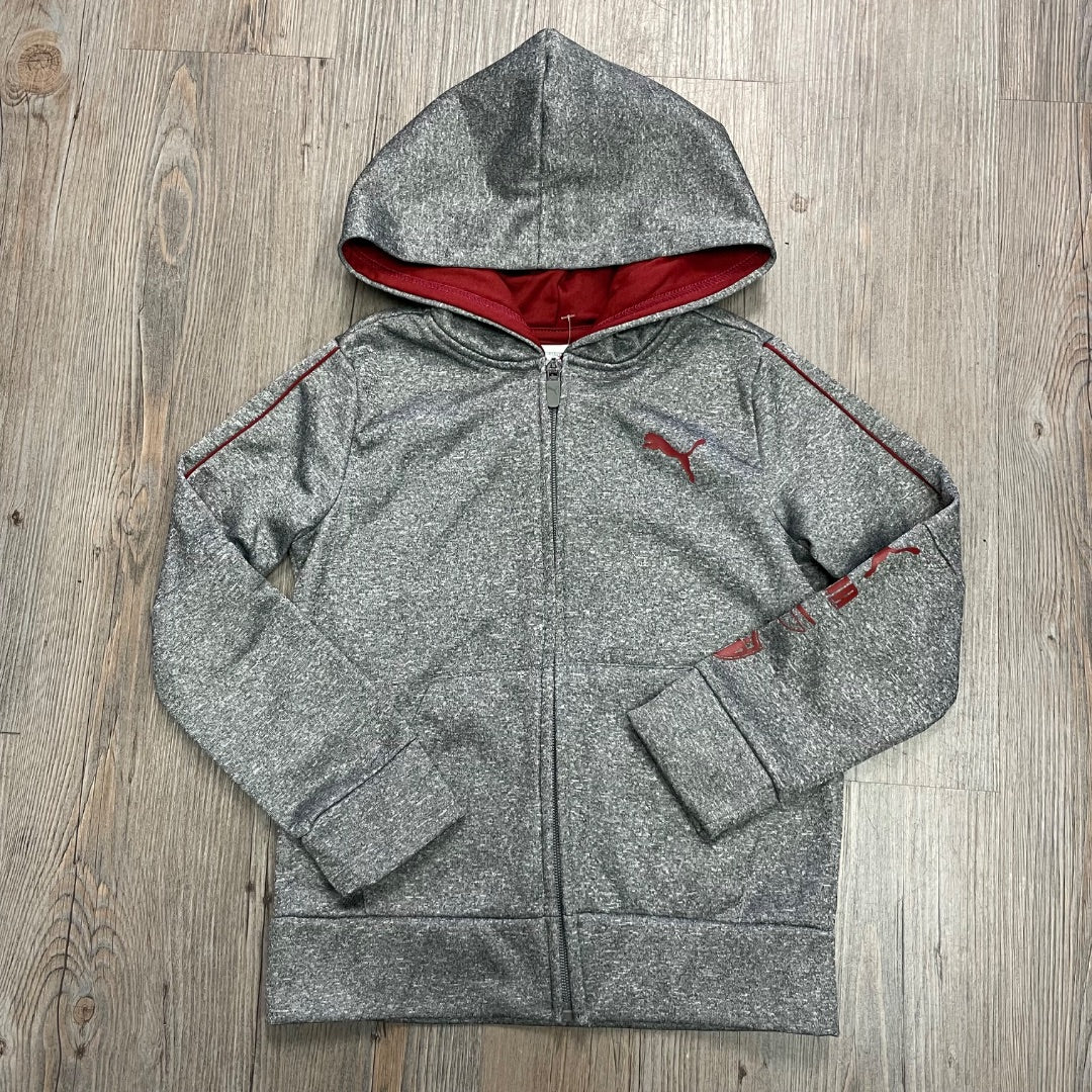Grey Puma Zip Hooded Jacket, 5Y
