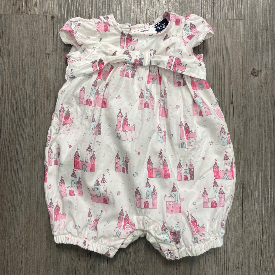 Pink Castle Print Childrens Place Romper, 0-3M
